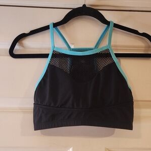 Trina Turk Recreation Women's Black and Blue Mesh Sports Bra XS